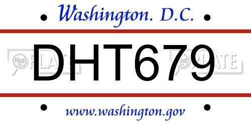 DHT679 District Of Columbia License Plate