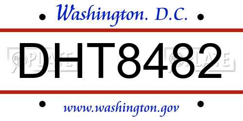 DHT8482 District Of Columbia License Plate