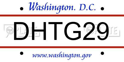 DHTG29 District Of Columbia License Plate