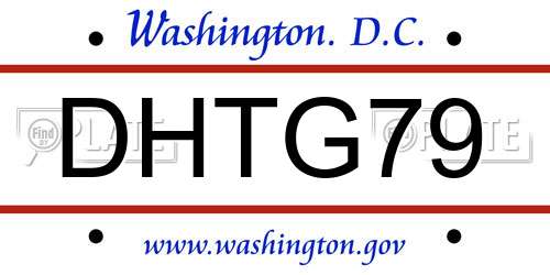 DHTG79 District Of Columbia License Plate