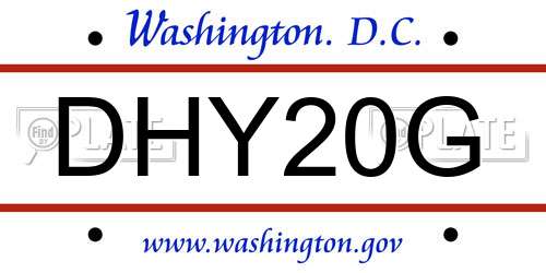 DHY20G District Of Columbia License Plate