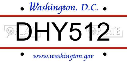 DHY512 District Of Columbia License Plate