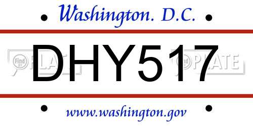DHY517 District Of Columbia License Plate