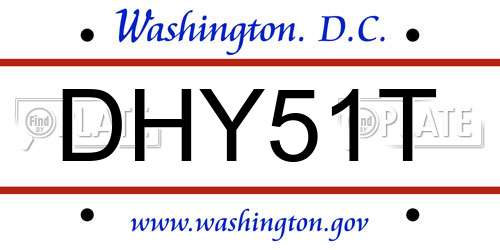 DHY51T District Of Columbia License Plate
