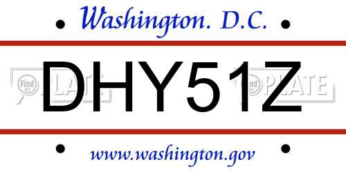 DHY51Z District Of Columbia License Plate
