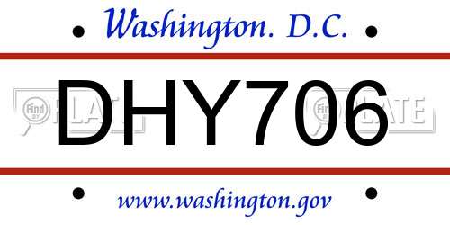 DHY706 District Of Columbia License Plate
