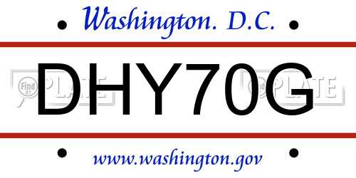 DHY70G District Of Columbia License Plate
