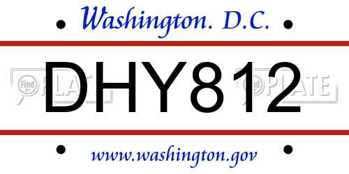 DHY812 District Of Columbia License Plate