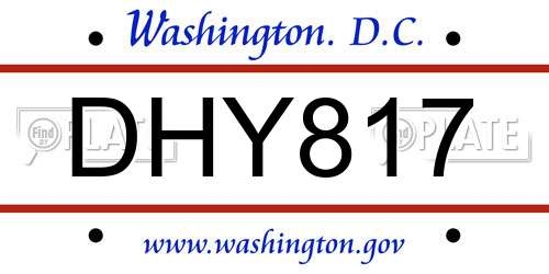 DHY817 District Of Columbia License Plate