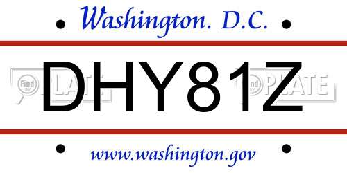 DHY81Z District Of Columbia License Plate