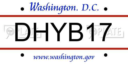 DHYB17 District Of Columbia License Plate