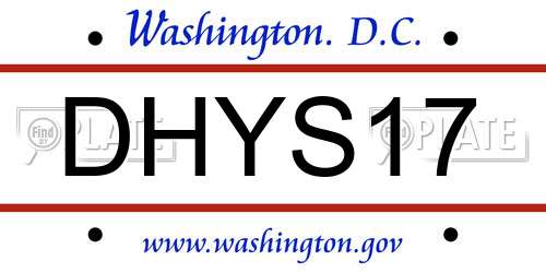 DHYS17 District Of Columbia License Plate