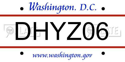 DHYZ06 District Of Columbia License Plate