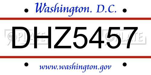 DHZ5457 District Of Columbia License Plate
