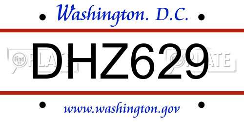 DHZ629 District Of Columbia License Plate