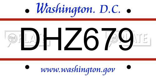 DHZ679 District Of Columbia License Plate