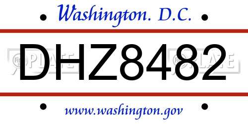 DHZ8482 District Of Columbia License Plate