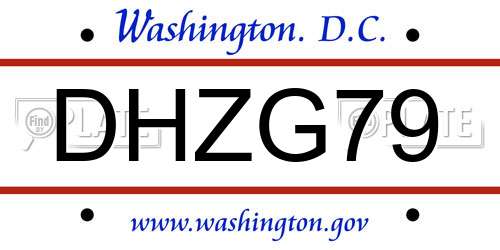 DHZG79 District Of Columbia License Plate