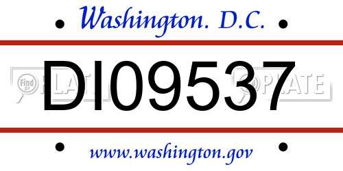 DI09537 District Of Columbia License Plate