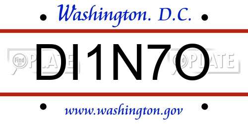 DI1N7O District Of Columbia License Plate