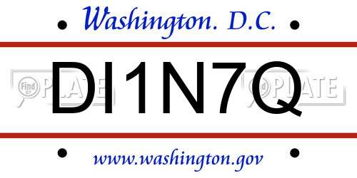 DI1N7Q District Of Columbia License Plate