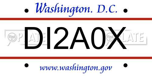 DI2A0X District Of Columbia License Plate