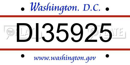 DI35925 District Of Columbia License Plate