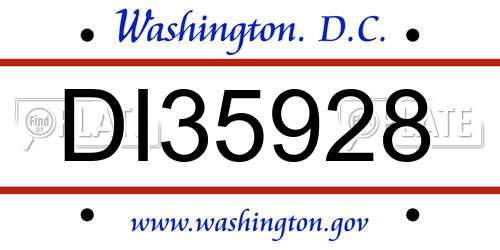 DI35928 District Of Columbia License Plate