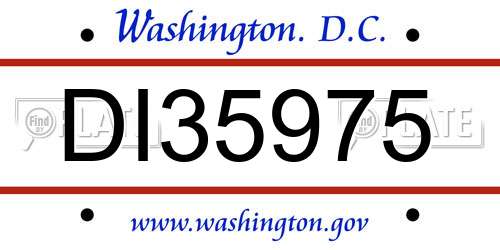 DI35975 District Of Columbia License Plate