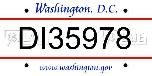 DI35978 District Of Columbia License Plate