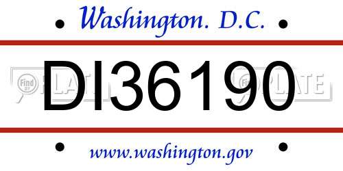 DI36190 District Of Columbia License Plate