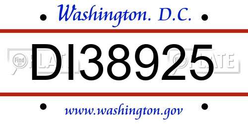 DI38925 District Of Columbia License Plate