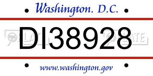 DI38928 District Of Columbia License Plate