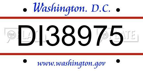 DI38975 District Of Columbia License Plate