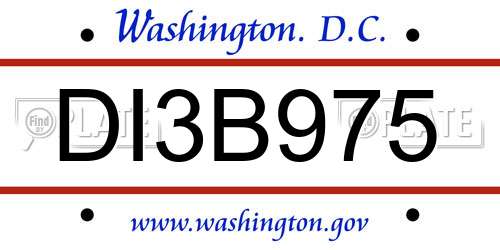 DI3B975 District Of Columbia License Plate