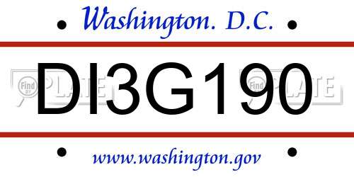 DI3G190 District Of Columbia License Plate