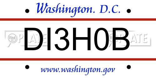 DI3H0B District Of Columbia License Plate