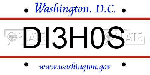 DI3H0S District Of Columbia License Plate