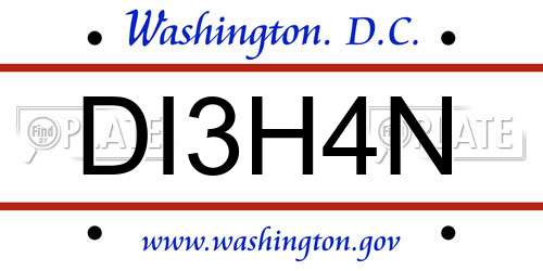 DI3H4N District Of Columbia License Plate