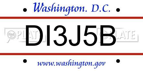 DI3J5B District Of Columbia License Plate