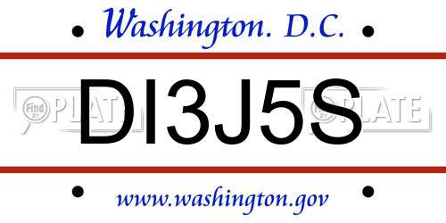 DI3J5S District Of Columbia License Plate