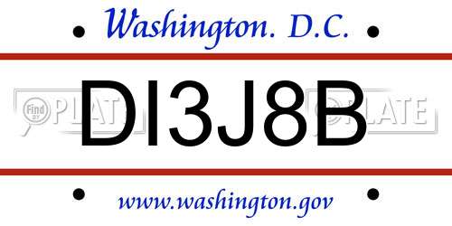 DI3J8B District Of Columbia License Plate