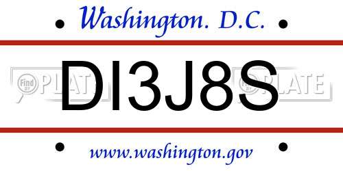 DI3J8S District Of Columbia License Plate