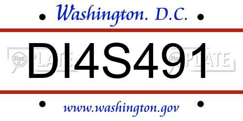 DI4S491 District Of Columbia License Plate