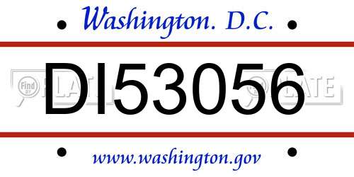 DI53056 District Of Columbia License Plate