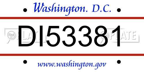 DI53381 District Of Columbia License Plate