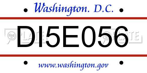 DI5E056 District Of Columbia License Plate
