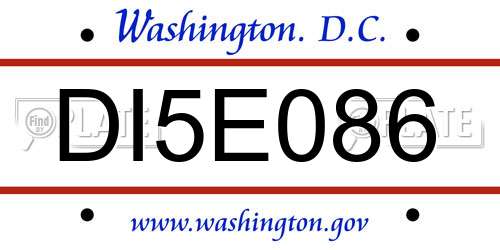 DI5E086 District Of Columbia License Plate