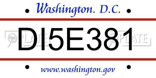 DI5E381 District Of Columbia License Plate
