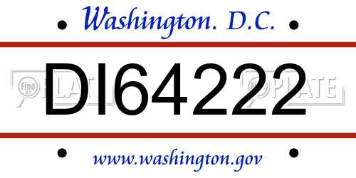 DI64222 District Of Columbia License Plate